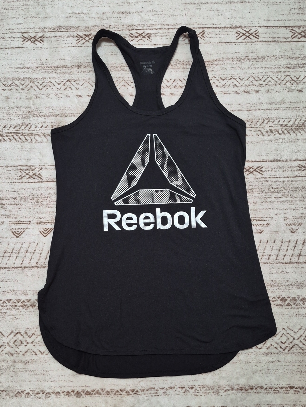 Reebok Black Racerback Graphic Logo Tank Top
